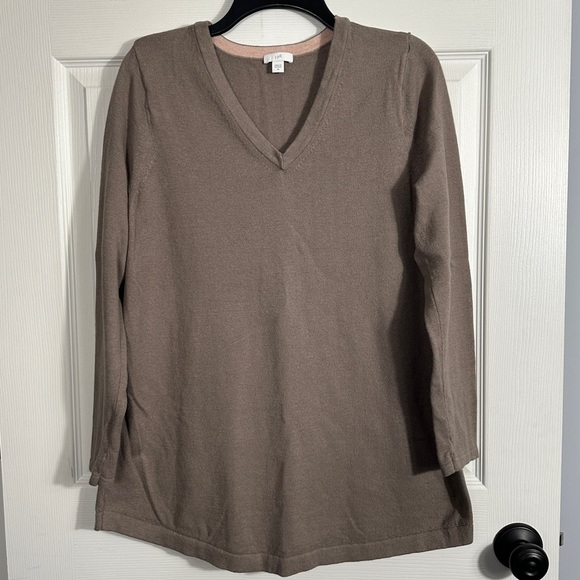 J. Jill v-neck long sleeved knit sweater, sz. M, driftwood color, fall, tunic - Picture 1 of 9